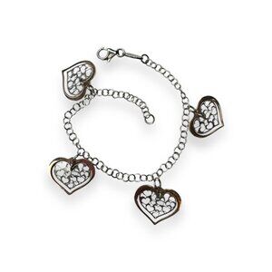 Nomination Sterling Silver Heart Charm Bracelet With Rose Gold Overlay 7.5"